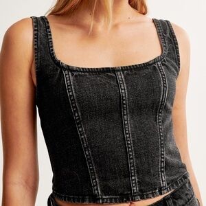 Abercrombie and Fitch Black Denim Squareneck Corset Top Women's small
